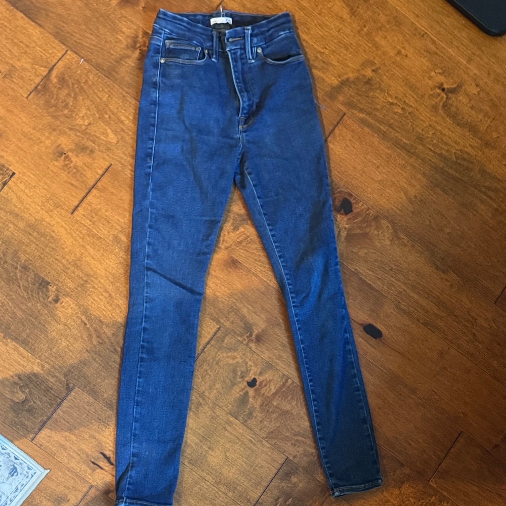 Good American Dark Blue High-Waist Skinny Jeans